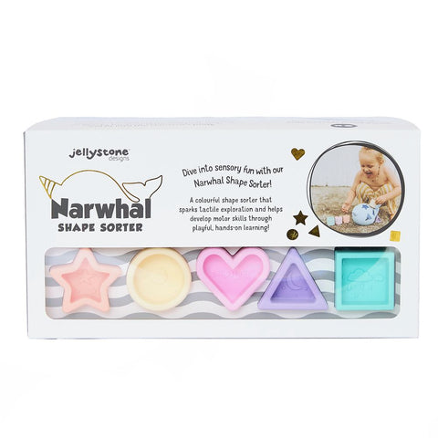 Jellystone Designs Narwhal Shape Sorter - Pastel