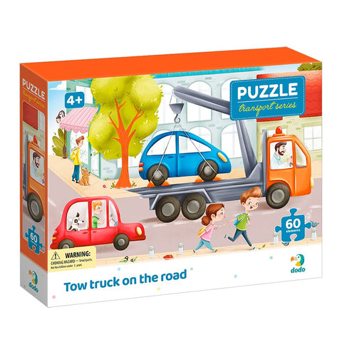 Dodo Puzzle Tow Truck on the Road (60 pc)