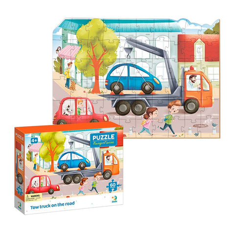 Dodo Puzzle Tow Truck on the Road (60 pc)